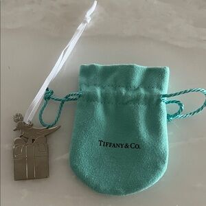 Tiffany & Co. Silver Bird Ornament with White Ribbon